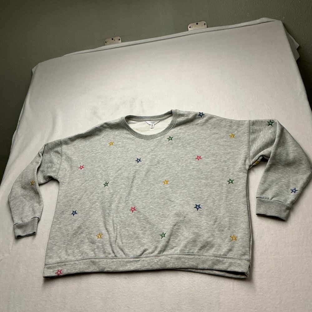 Time and Tru Sweatshirt Women's Size XXL (20) Gray Sweatshirt Stars, 3989
